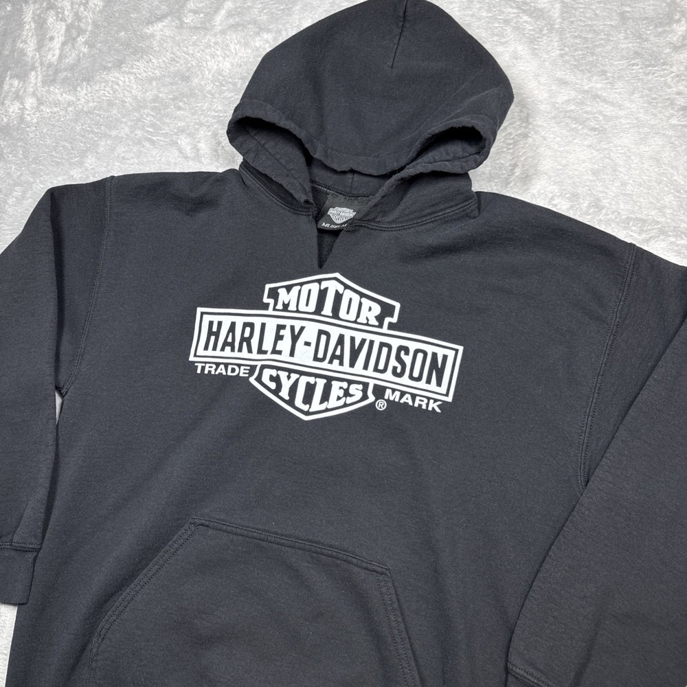 Harley Davidson Museum Hoodie Mens L Black Distressed - Picture 2 of 10